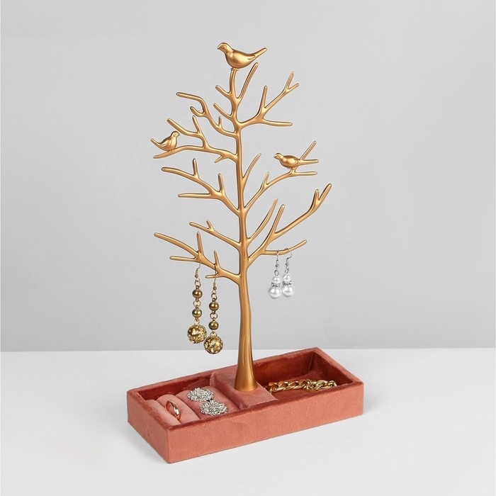 Подставка «Дерево» с местом для хранения, 19×8×33 см, цвет розово-золотой Подставка «Дерево» с местом для хранения, 19×8×33 см, цвет розово-золотой