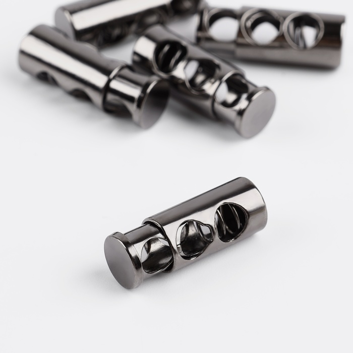 Фиксатор для шнура, двойной, d = 5 мм, 9 × 25 мм, 5 шт, цвет чёрный никель Фиксатор для шнура, двойной, d = 5 мм, 9 × 25 мм, 5 шт, цвет чёрный никель