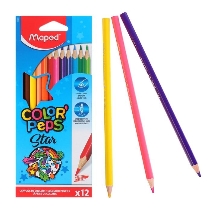 Карандаши трёхгранные 12 цветов, Maped Color Peps, европодвес Карандаши трёхгранные 12 цветов, Maped Color Peps, европодвес
