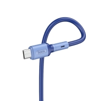 Кабель Hoco X65, microUSB - USB, 2.4 А, 1 м, TPE оплетка, синий