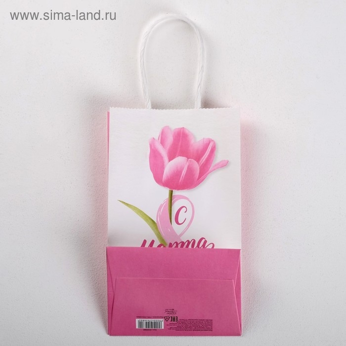 Пакет подарочный крафт, упаковка, «С 8 Марта», 12 х 21 х 9 см Пакет подарочный крафт, упаковка, «С 8 Марта», 12 х 21 х 9 см