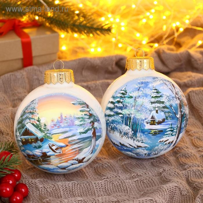 Набор из 2-х ёлочных шаров 100 мм «Дивный лес» Набор из 2-х ёлочных шаров 100 мм «Дивный лес»