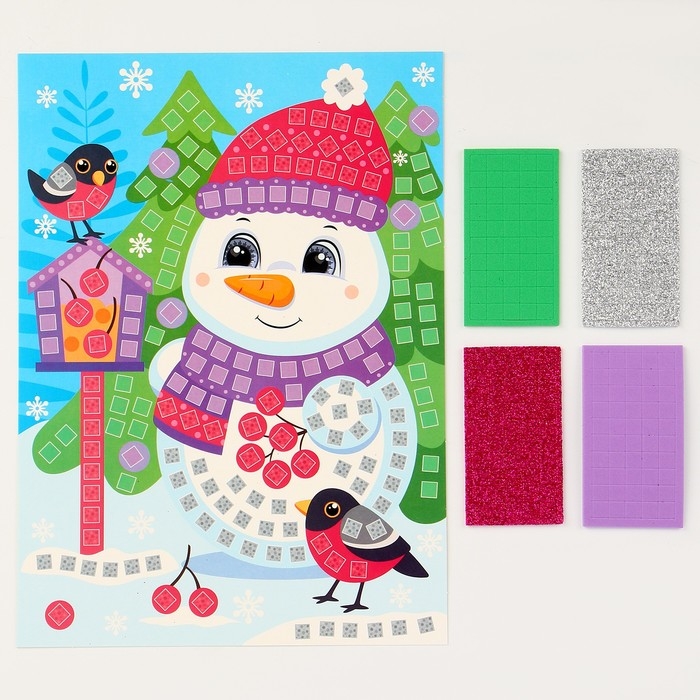 Набор для творчества. Аппликация «Снеговик» 4 цв., 200 элементов Набор для творчества. Аппликация «Снеговик» 4 цв., 200 элементов