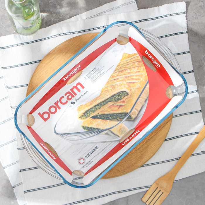 Форма для запекания Paşabah&ccedil;e Borcam, 3.5 л, прямоугольная, жаропрочное стекло, прозрачная