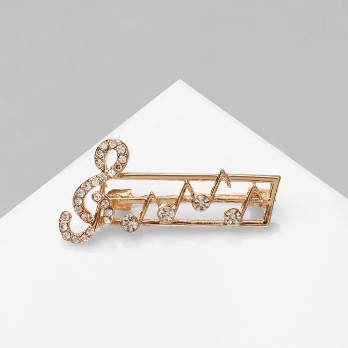 Брошь «Ноты», цвет белый в золоте Брошь «Ноты», цвет белый в золоте