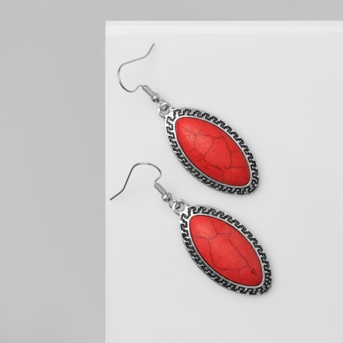 Серьги «Натурель» эллипс, цвет красный в чернёном серебре Серьги «Натурель» эллипс, цвет красный в чернёном серебре