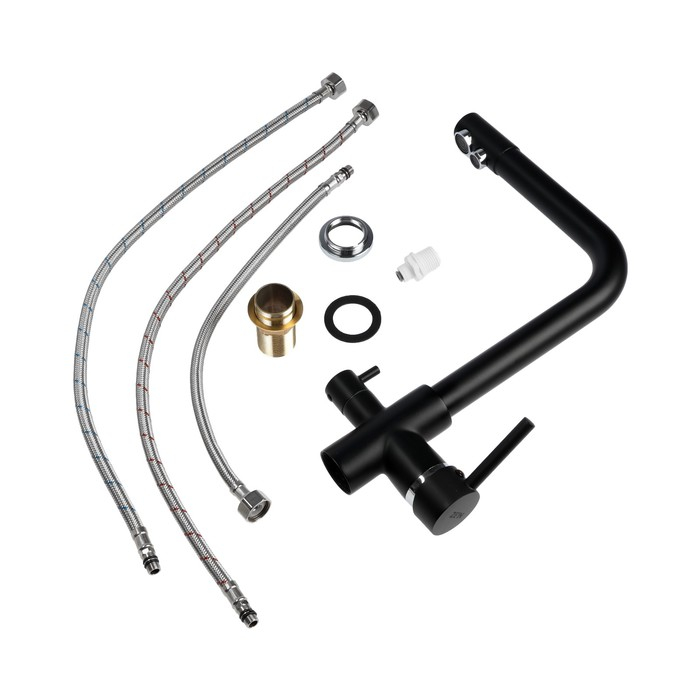 Смеситель для кухни ZEIN Z1303, однорычажный, с выходом для питьевой воды, латунь, черный Смеситель для кухни ZEIN Z1303, однорычажный, с выходом для питьевой воды, латунь, черный