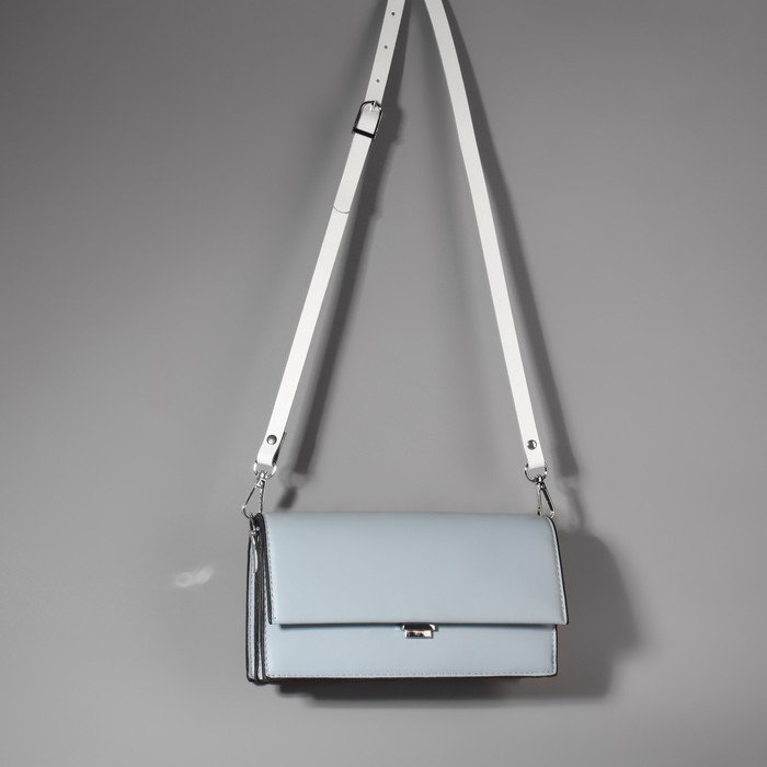 Ручка для сумки из натуральной кожи, регулируемая, с карабинами, 125 ± 2 см × 1,2 см, цвет белый/серебряный Ручка для сумки из натуральной кожи, регулируемая, с карабинами, 125 ± 2 см × 1,2 см, цвет белый/серебряный