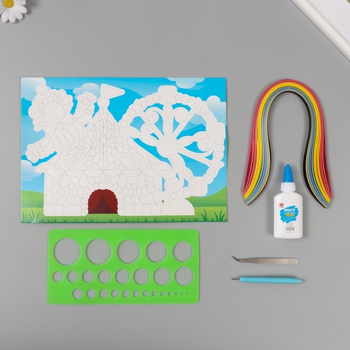 Набор для квиллинга 170 полосок с инструментами Набор для квиллинга 170 полосок с инструментами "Клоун в цирке" 25х33,7 см