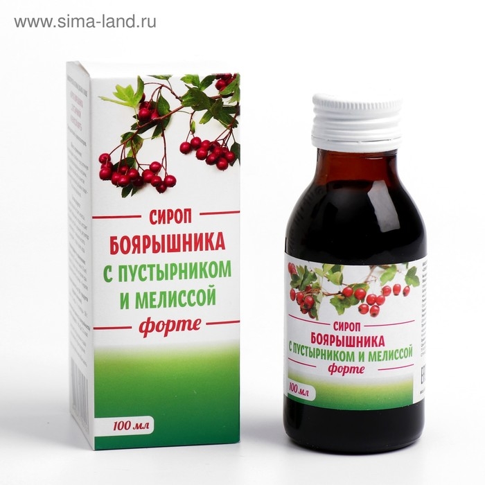 Сироп боярышника с пустырником и мелиссой форте, 100 мл Сироп боярышника с пустырником и мелиссой форте, 100 мл