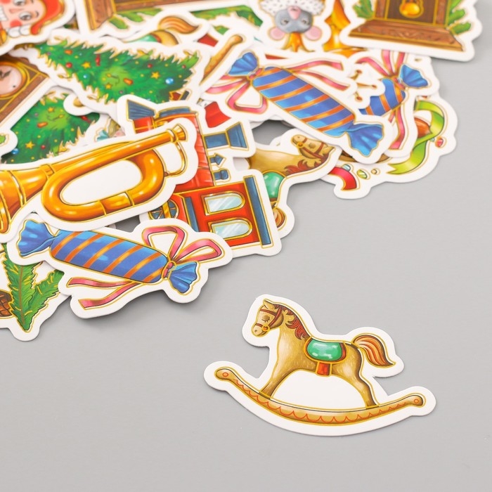 Наклейки для творчества Наклейки для творчества "Новогодняя сказка" тиснение золото набор 48 шт 9х7х0,8 см