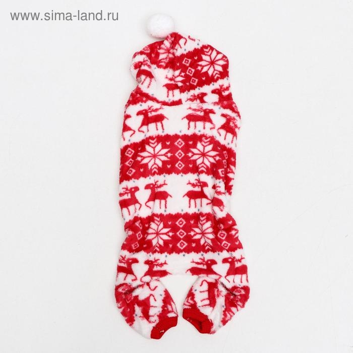 Комбинезон Комбинезон "Олени" с капюшоном, размер S (ДС 25 см, ОГ 35 см, ОШ 25 см), красный