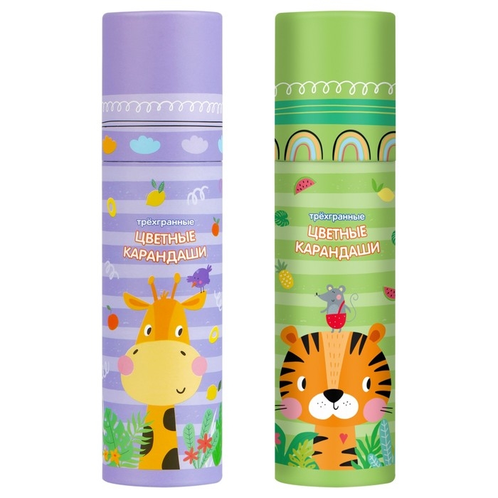 Карандаши 24 цвета Мульти-Пульти  Карандаши 24 цвета Мульти-Пульти "Друзья енота", трёхгранные, заточенные, в тубусе