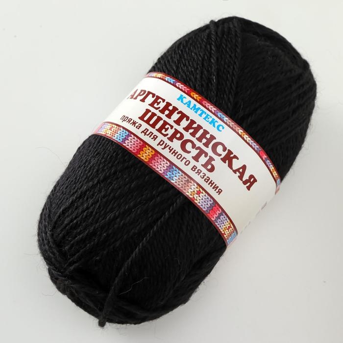 Пряжа Пряжа "Аргентинская шерсть" 100% импортная шерсть 200м/100гр (003, черный)