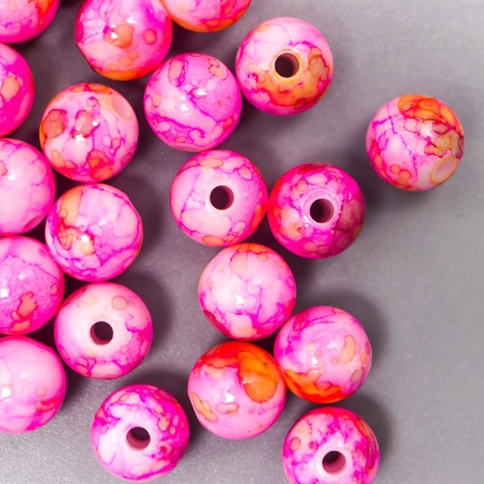 Бусины для творчества пластик Бусины для творчества пластик "Мраморные. Сирень" d=0,8 см набор 20 гр