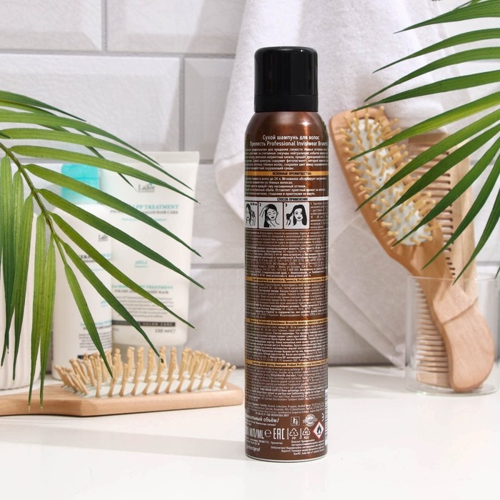 Сухой шампунь для волос подкрашивающий  Сухой шампунь для волос подкрашивающий "Прелесть" для брюнеток, 200 мл