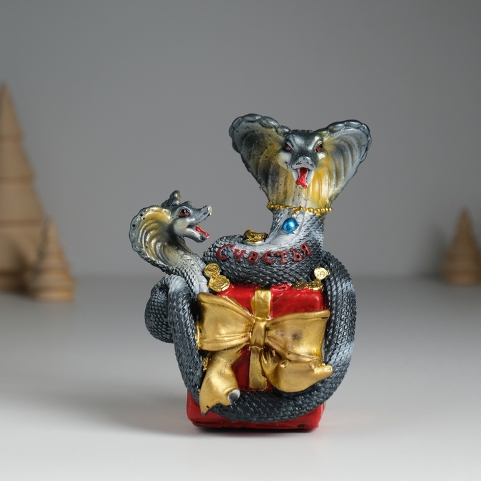 Копилка полистоун Копилка полистоун "Змейки счастья с подарком" 9,5х6,5х11,2 см