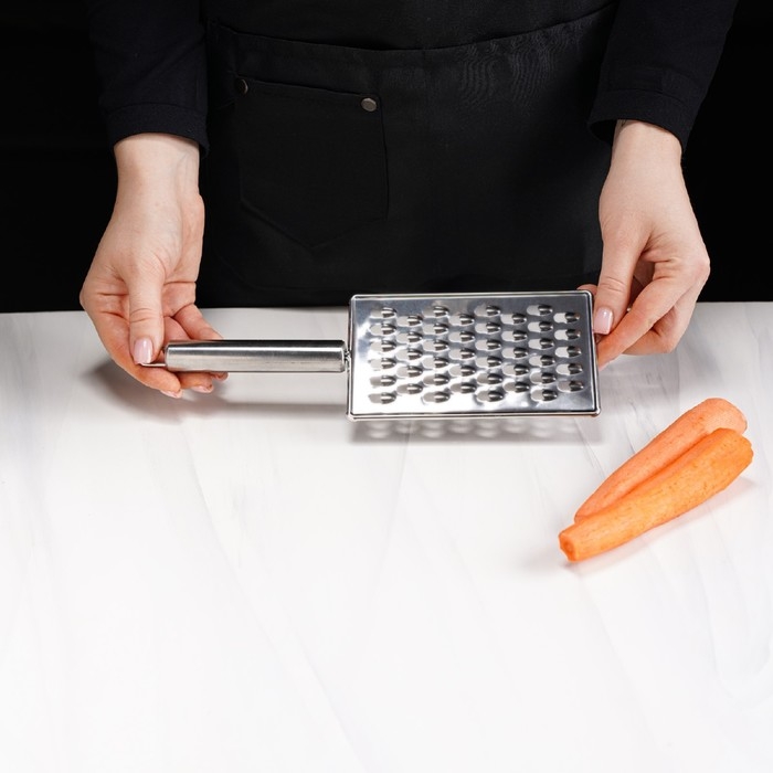 Тёрка для сыра крупная Доляна «Металлик», 14×8 см, с ручкой, цвет серебристый Тёрка для сыра крупная Доляна «Металлик», 14×8 см, с ручкой, цвет серебристый