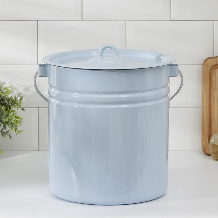 Ведро цельнотянутое эмалированное, 12 л, с крышкой, цвет голубой Ведро цельнотянутое эмалированное, 12 л, с крышкой, цвет голубой