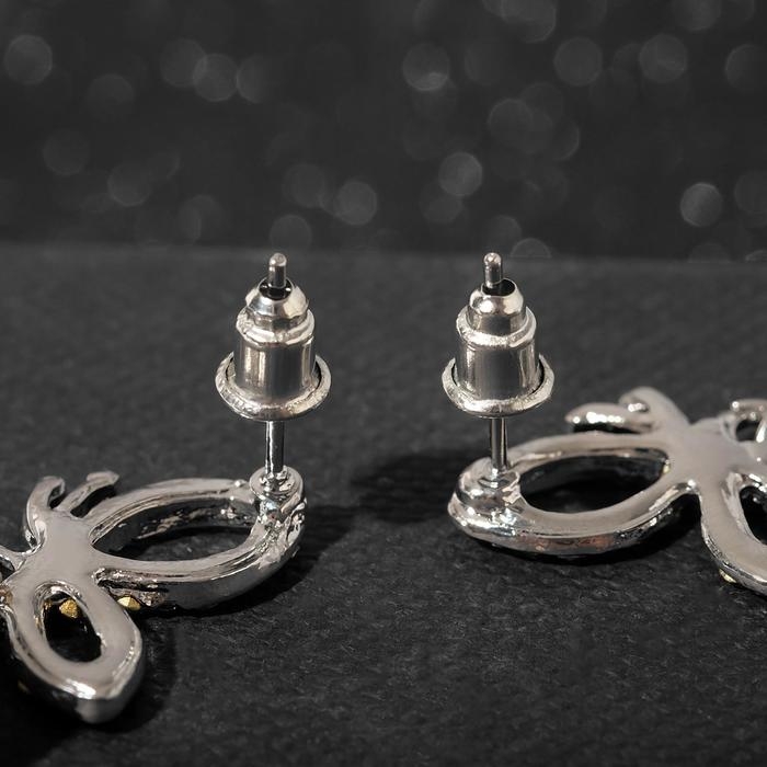 Серьги с жемчугом «Бабочка» с бусиной, цвет белый в серебре Серьги с жемчугом «Бабочка» с бусиной, цвет белый в серебре