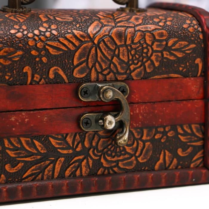 Шкатулка дерево сундучок с ручкой  Шкатулка дерево сундучок с ручкой "Пышная роза" 9,4х13,8х9,7 см