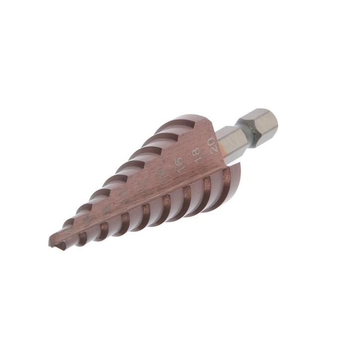 Сверло ступенчатое ТУНДРА, HSS-Co, шестигранный хвостовик, 4 - 20 мм Сверло ступенчатое ТУНДРА, HSS-Co, шестигранный хвостовик, 4 - 20 мм