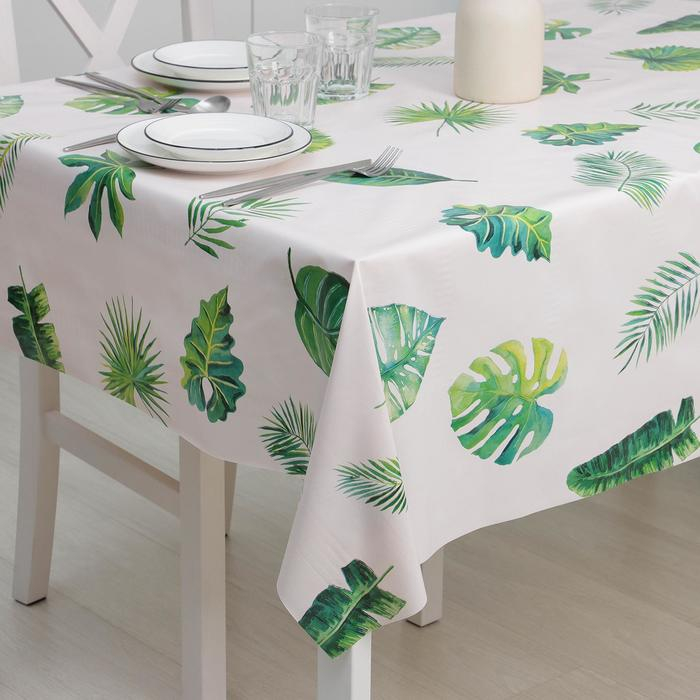 Клеёнка на стол Доляна «Тропики», на тканевой основе, рулон 20 метров, ширина 137 см, общая толщина 0,22 мм, цвет белый Клеёнка на стол Доляна «Тропики», на тканевой основе, рулон 20 метров, ширина 137 см, общая толщина 0,22 мм, цвет белый