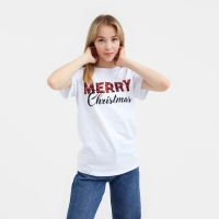 Футболка женская KAFTAN "Merry Christmas" р. 40-42, белый