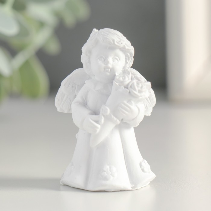 Сувенир полистоун  Сувенир полистоун "Белоснежный ангел в платье с цветами" МИКС 5,2х3,3х3 см