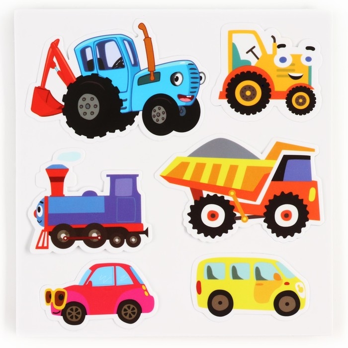 Игра развивающая на липучках Игра развивающая на липучках "Изучаем транспорт", Синий трактор