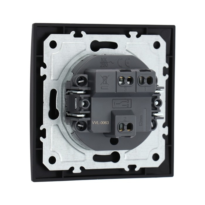 Выключатель проходной TOT Elegant, 10 А, 1 кл., скрытый, черный