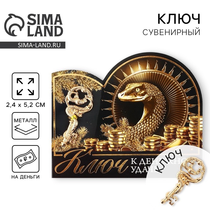 Ключ сувенирный новогодний «Новый год: К денежной удаче», 2.4 х 5.2 см Ключ сувенирный новогодний «Новый год: К денежной удаче», 2.4 х 5.2 см