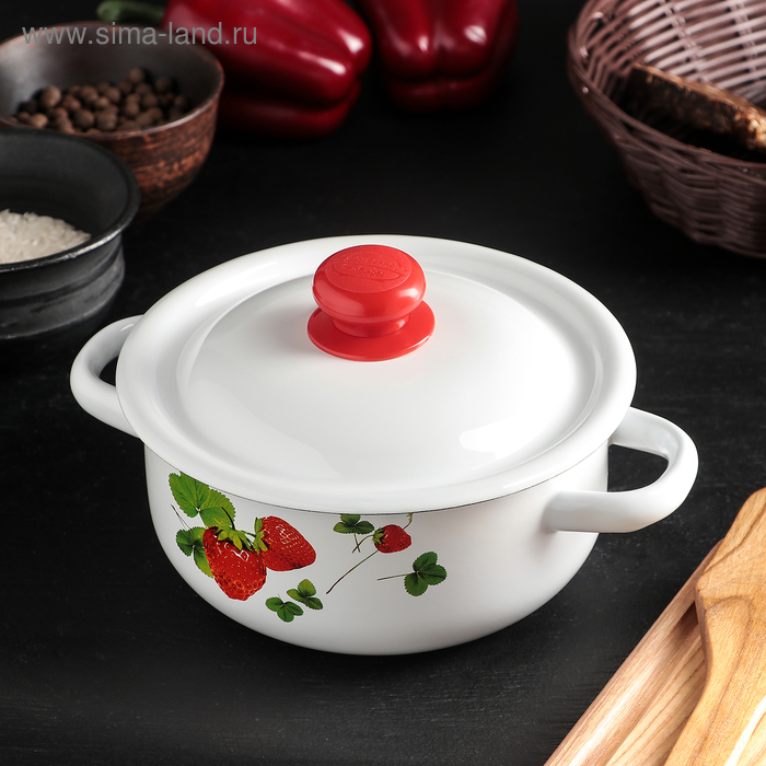 Кастрюля эмалированная 1,5 л, декор МИКС, цвет белый Кастрюля эмалированная 1,5 л, декор МИКС, цвет белый