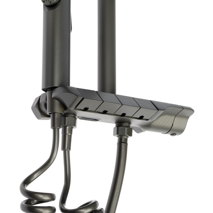 Душевая система ZEIN Z3683, верхняя и ручная лейка, ПВХ шланг, гигиенический набор, графит Душевая система ZEIN Z3683, верхняя и ручная лейка, ПВХ шланг, гигиенический набор, графит