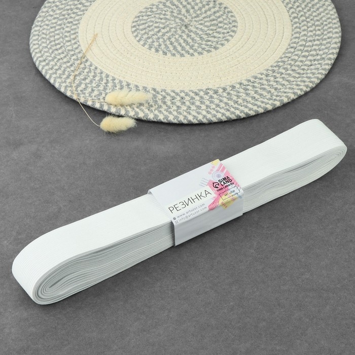 Резинка вязаная, 40 мм, 10 ± 0,5 м, цвет белый Резинка вязаная, 40 мм, 10 ± 0,5 м, цвет белый