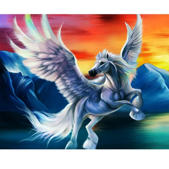 Алмазная мозаика с частичным заполнением «Летящий пегас» 50x60 см, холст, ёмкость Алмазная мозаика с частичным заполнением «Летящий пегас» 50x60 см, холст, ёмкость