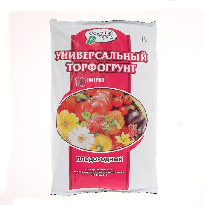 Торфогрунт плодородный Универсальный, Зеленый город, 10 л Торфогрунт плодородный Универсальный, Зеленый город, 10 л