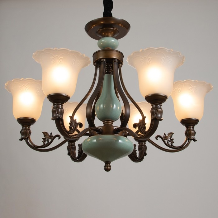 Люстра Люстра "Эстери" 6х40Вт Е27 кофейно-зеленый 75х75х57 см BayerLux