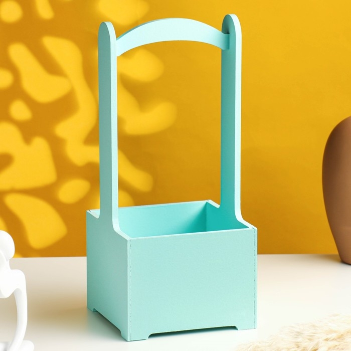 Кашпо - ящик деревянный 13,5х13,5х30 см,  мятный Кашпо - ящик деревянный 13,5х13,5х30 см,  мятный