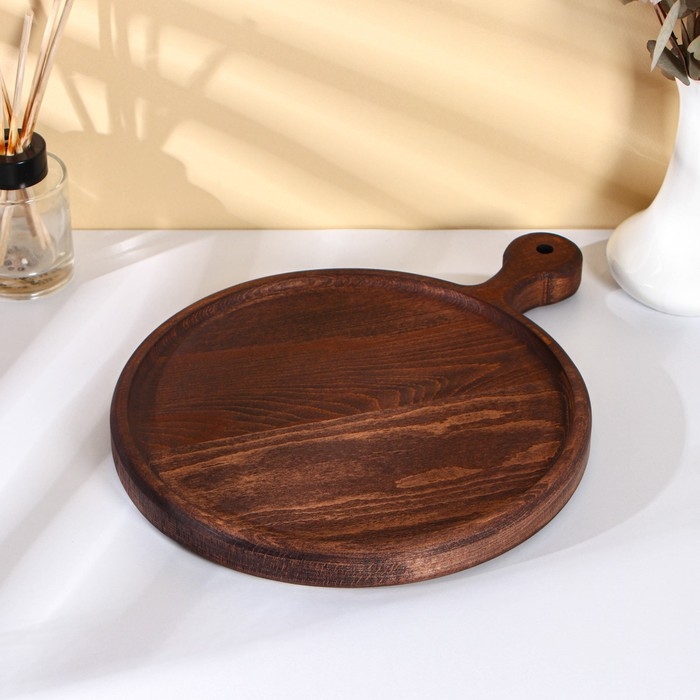 Доска для подачи с ручкой Adelica, d=25 см, тёмный бук Доска для подачи с ручкой Adelica, d=25 см, тёмный бук