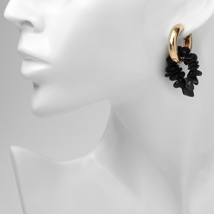 Серьги со съёмным элементом «Трансформер» клевер-сердце, цвет чёрный в золоте Серьги со съёмным элементом «Трансформер» клевер-сердце, цвет чёрный в золоте