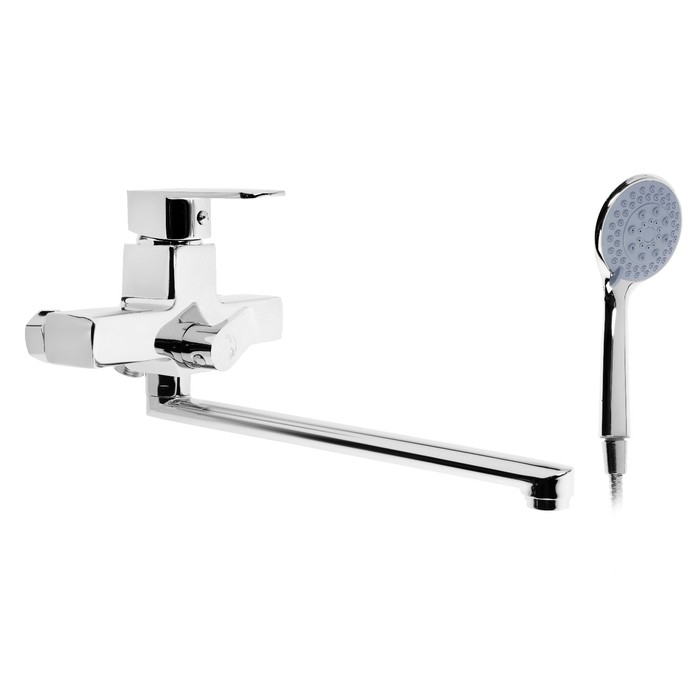 Смеситель для ванны ZEIN Z3849, однорычажный, излив 30 см, душевой набор, лейка 5 реж, хром Смеситель для ванны ZEIN Z3849, однорычажный, излив 30 см, душевой набор, лейка 5 реж, хром