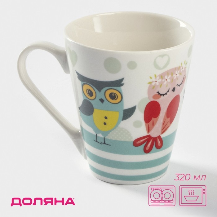 Кружка фарфоровая Доляна «Совушки», 320 мл Кружка фарфоровая Доляна «Совушки», 320 мл
