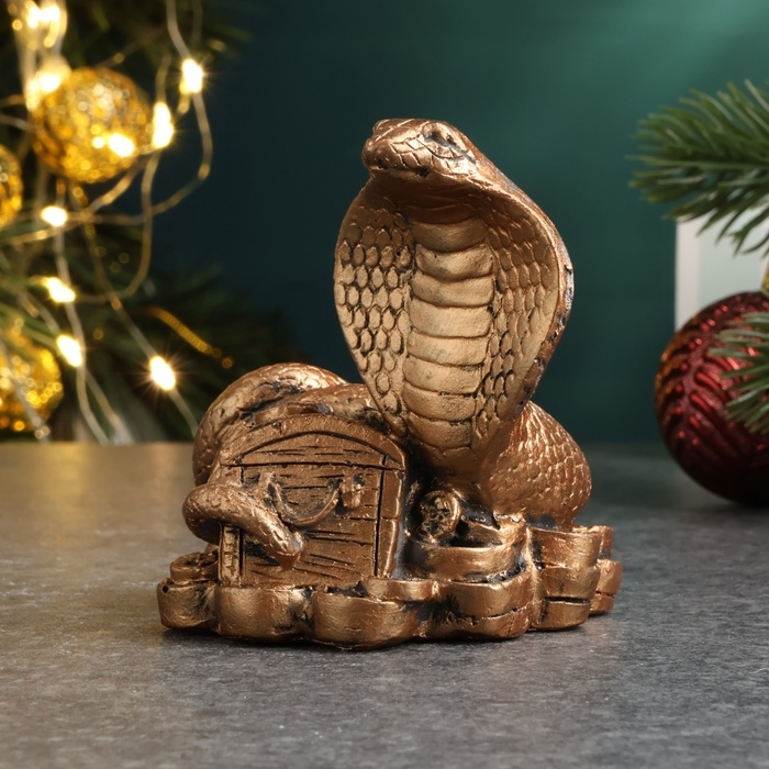 Новый год. Символ 2025. Фигура Новый год. Символ 2025. Фигура "Змея с сундуком" бронза, 6х6х5см
