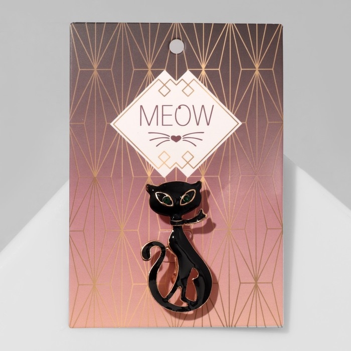 Брошь «Кошка» мур-мур, цвет чёрный в золоте Брошь «Кошка» мур-мур, цвет чёрный в золоте