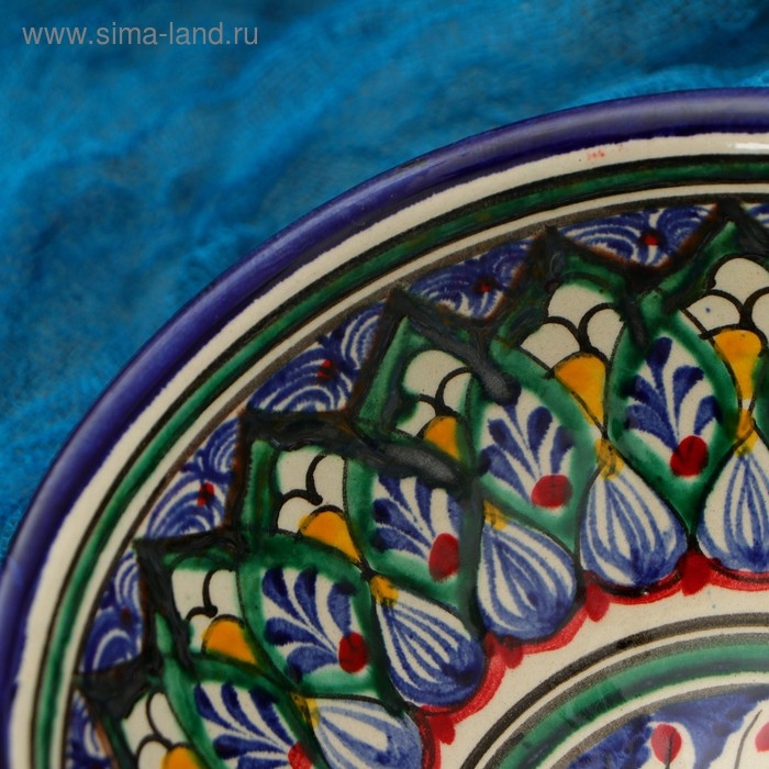 Коса Риштанская Керамика  Коса Риштанская Керамика "Цветы" 15 см, малая, синяя