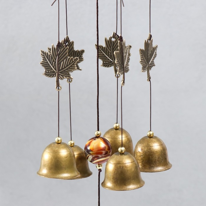 Музыка ветра металл Музыка ветра металл "Павлин и листики" 5 колокольчиков под бронзу 46 см