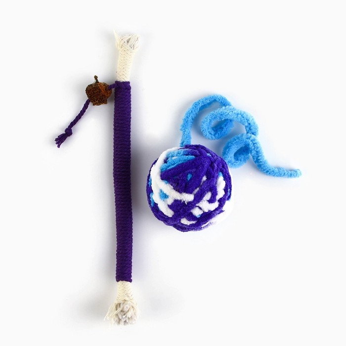 Игрушка для кошек. Набор игрушек мататаби и клубок, фиолетовый цвет Игрушка для кошек. Набор игрушек мататаби и клубок, фиолетовый цвет