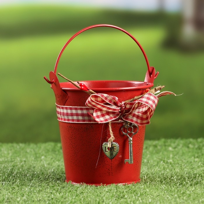 Кашпо  Кашпо "Ведерко Рустад" красное, 10х10х9см