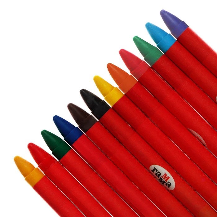 Мелки восковые 12 цветов (6 классических + 6 пастельных), Гамма Мелки восковые 12 цветов (6 классических + 6 пастельных), Гамма "Оранжевое солнце", круглые, картонная упаковка, европодвес 260320202